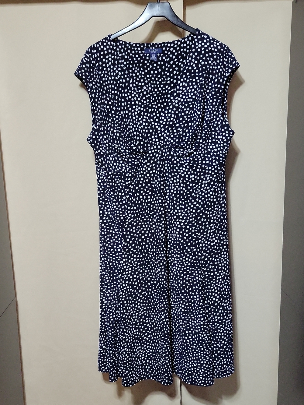 CHAPS Navy Polka Dot Cap Sleeve Dress